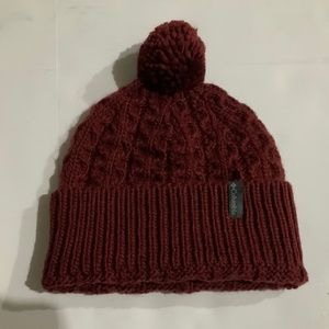 COLUMBIA Burgundy Red wool beanie, excellent